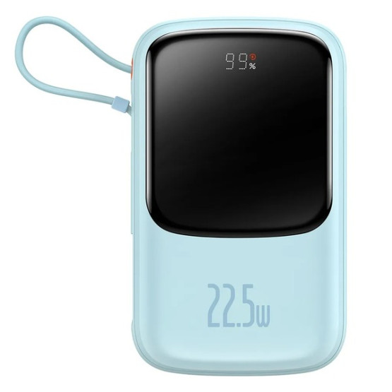 Зовнішній портативний акумулятор Baseus Qpow Digital Display 10000mAh iP Edition 2022 Blue 15W (PPQD