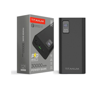 Зовнішній портативний акумулятор Titanum 728S 30000mAh Black 22.5W (TPB-728S-B)