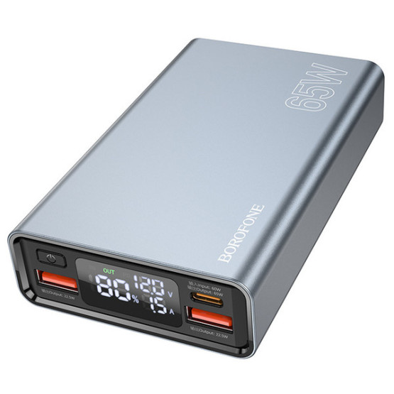 Зовнішній портативний акумулятор Borofone BJ40 Happy way 15 000 mAh Metal Gray 65W