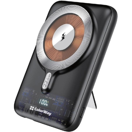 Зовнішній портативний акумулятор ColorWay Power Bank 10000 mAh MagSafe Black 15W