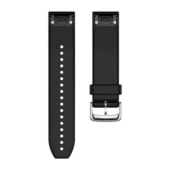 Ремінець Garmin QuickFit 22, 22 мм, силікон, Чорний зі сталевою фурнітурою